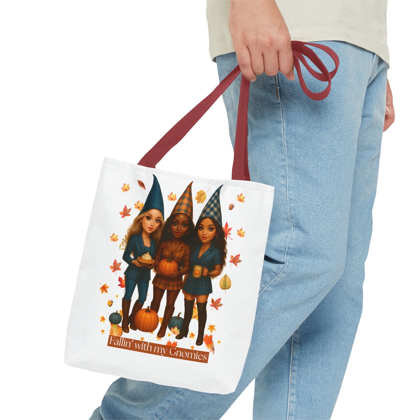 Fall Tote Bag – “Fallin’ with My Gnomies” Autumn Gnome Pumpkin Tote