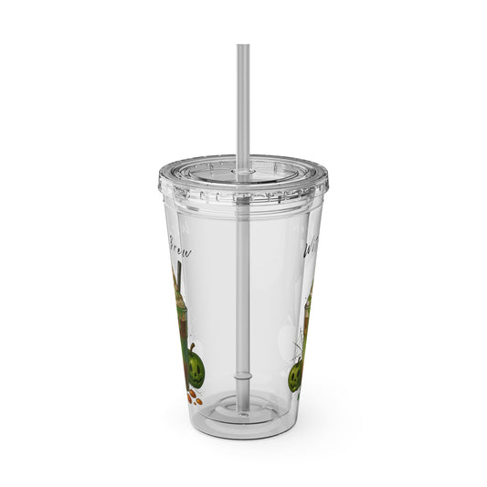 Witch’s Brew Halloween Tumbler – 16oz Acrylic Cup with Straw | Spooky Fall Drinkware