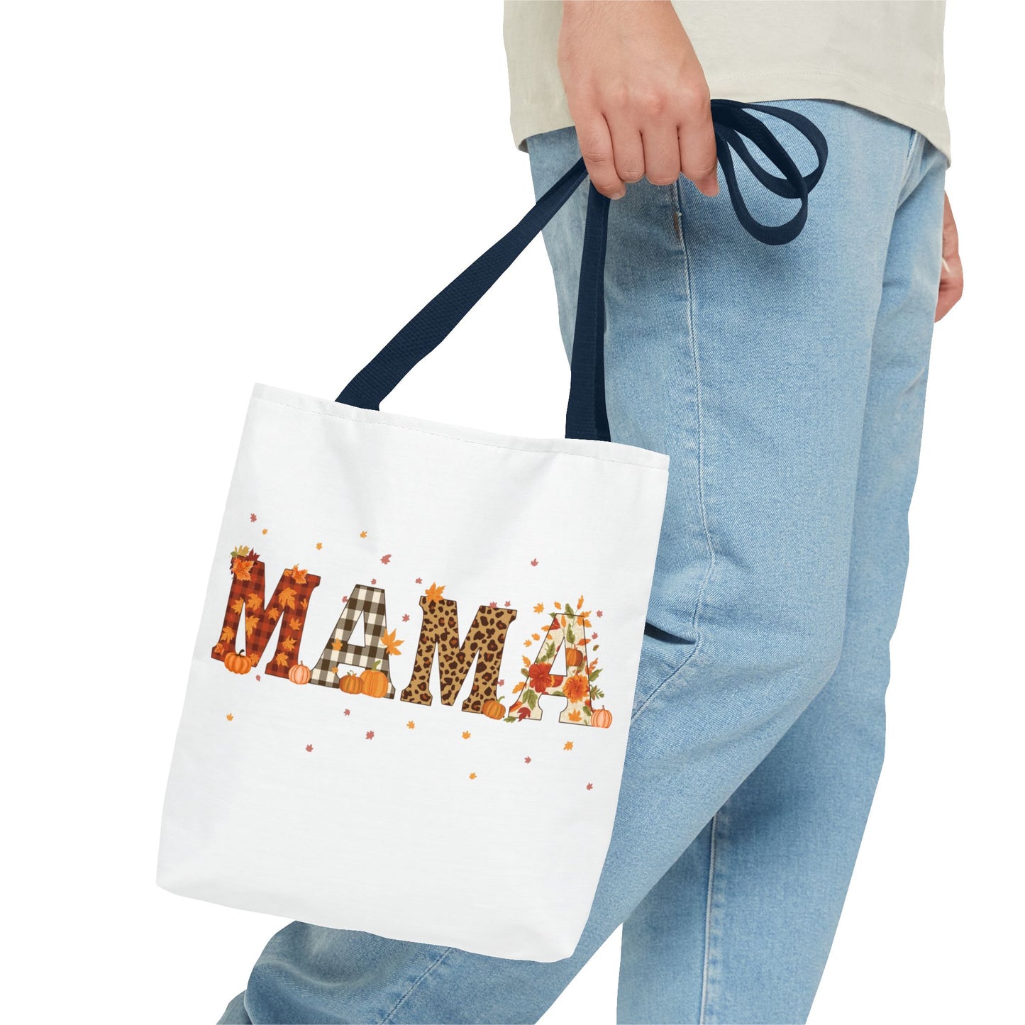 Fall Mama Tote Bag – Pumpkin & Leopard Print Design | Stylish Reusable Shopping Bag