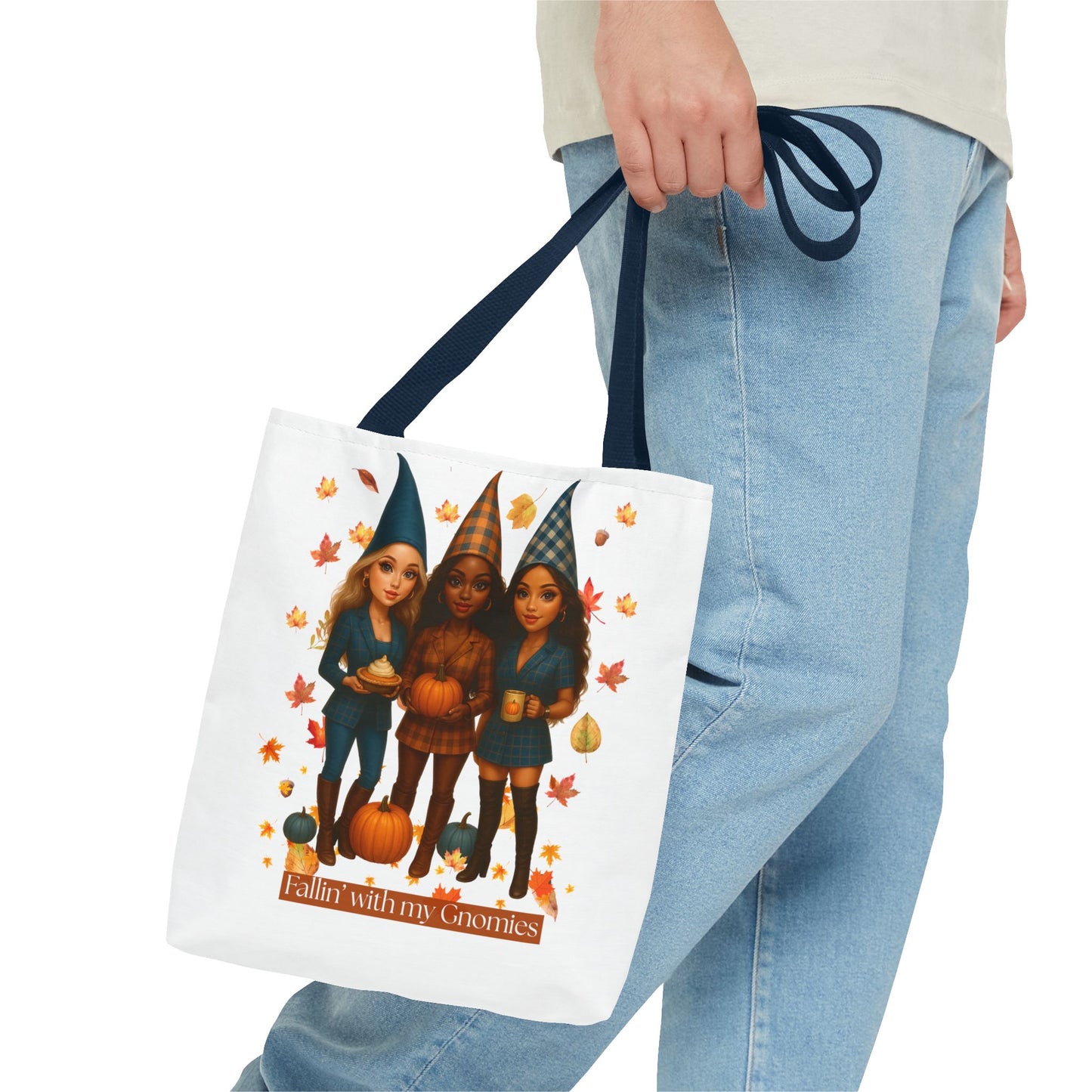 Fall Tote Bag – “Fallin’ with My Gnomies” Autumn Gnome Pumpkin Tote