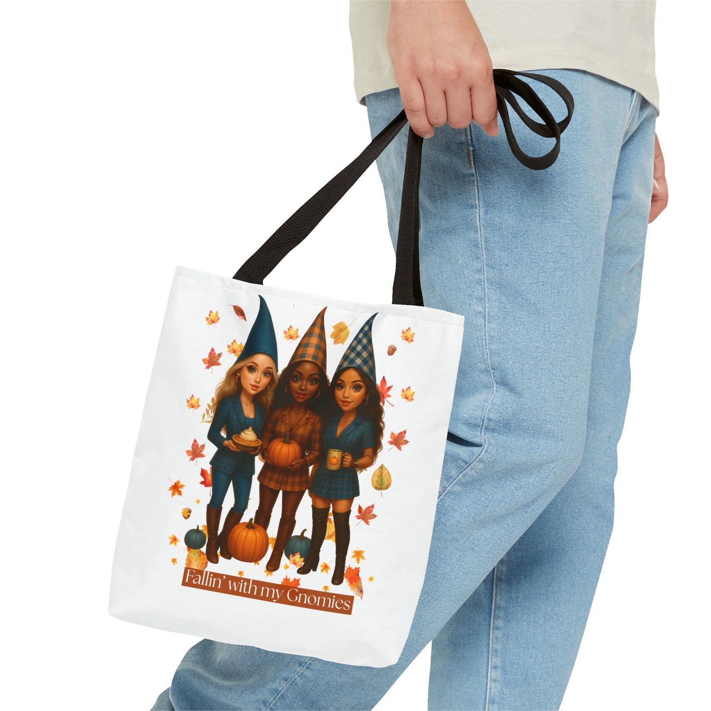 Fall Tote Bag – “Fallin’ with My Gnomies” Autumn Gnome Pumpkin Tote