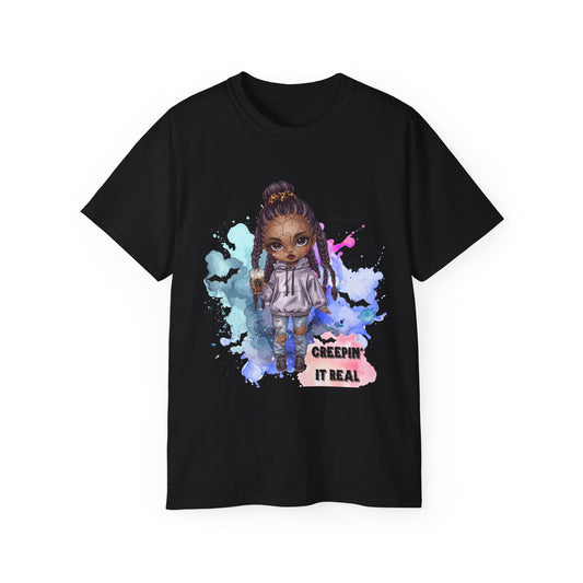 Spooky Sienna “Creepin’ It Real” Tee – Cute Halloween Shirt | Spooky Doll Vibe Fall Outfit