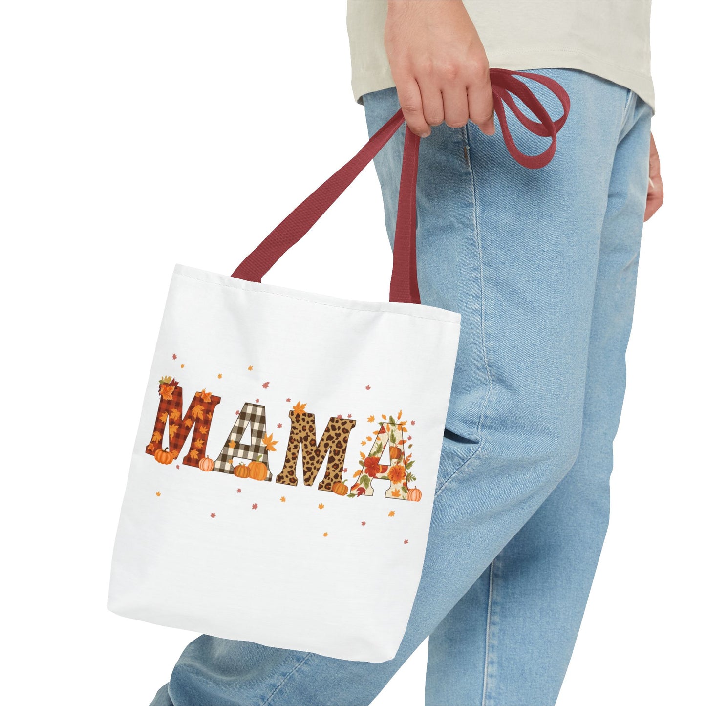 Fall Mama Tote Bag – Pumpkin & Leopard Print Design | Stylish Reusable Shopping Bag