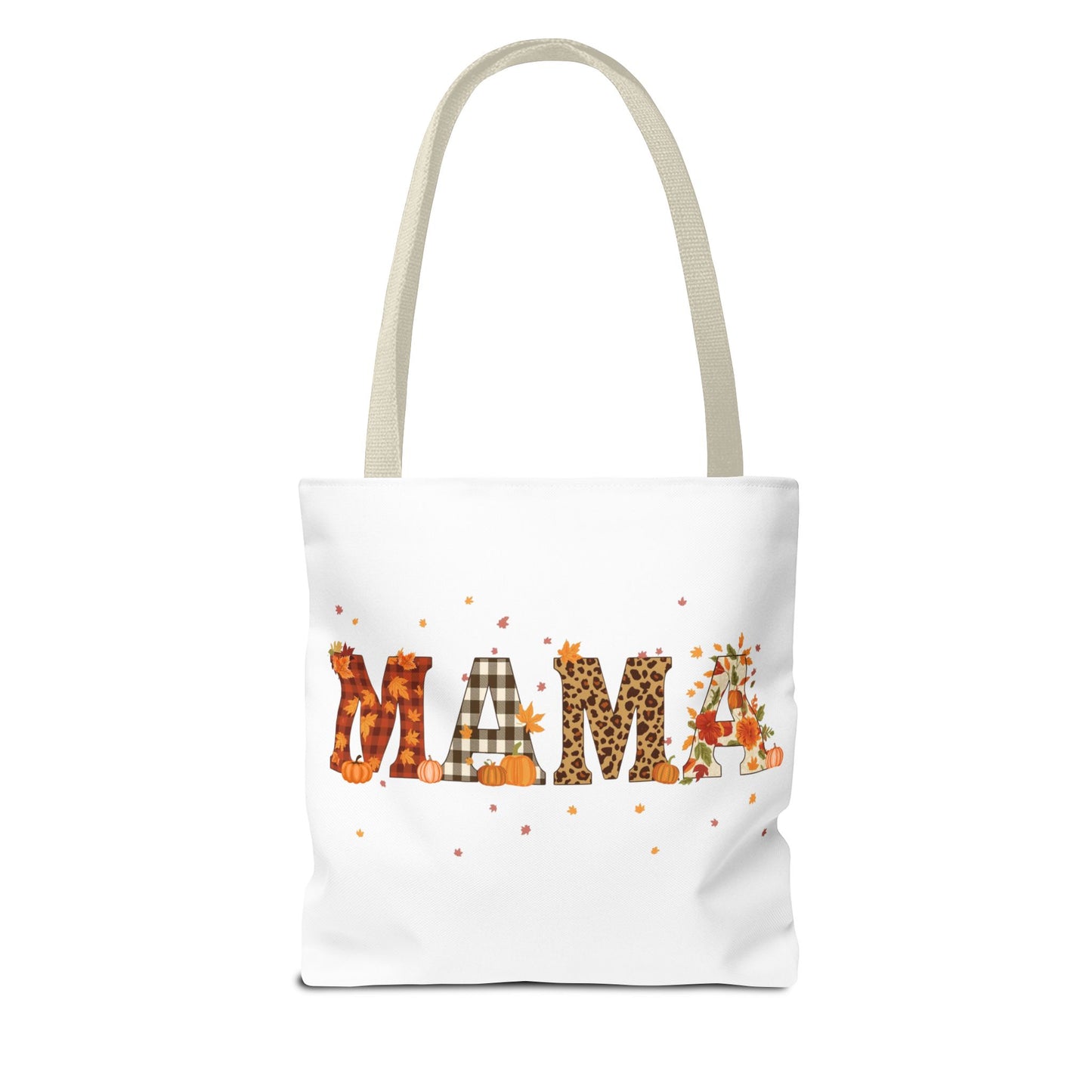 Fall Mama Tote Bag – Pumpkin & Leopard Print Design | Stylish Reusable Shopping Bag