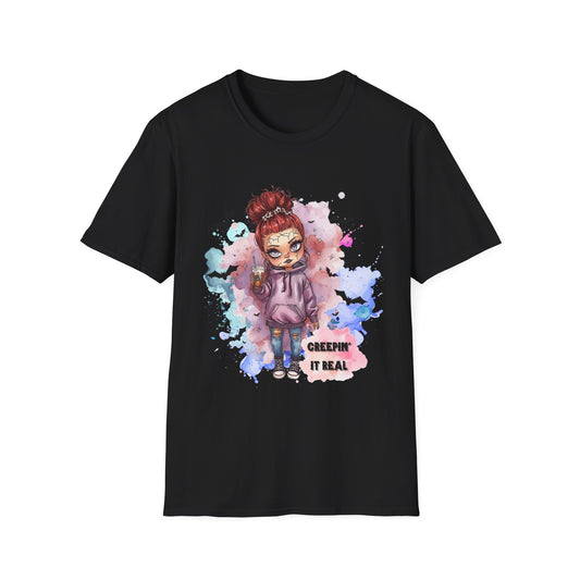Pumpkin Pixie “Creepin’ It Real” Tee – Cute Halloween Shirt | Spooky Doll Vibe Fall Outfit