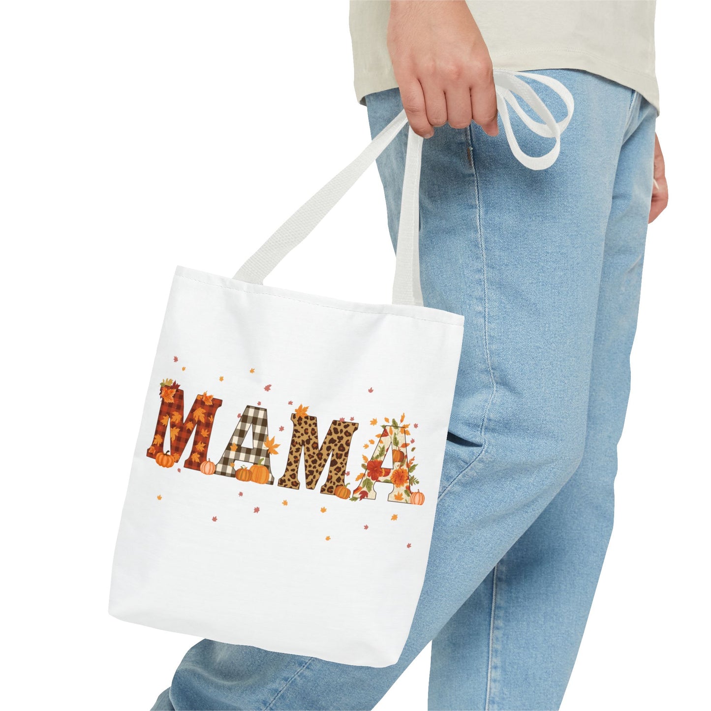 Fall Mama Tote Bag – Pumpkin & Leopard Print Design | Stylish Reusable Shopping Bag