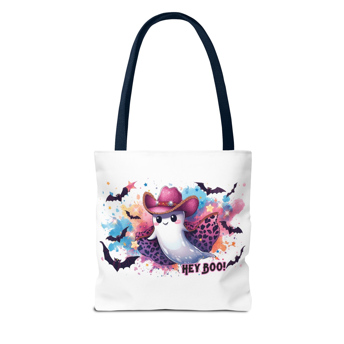 Hey Boo Ghost Tote Bag – Cute Halloween Reusable Shopping Bag | Spooky Fall Market Tote