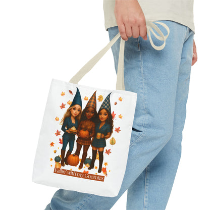 Fall Tote Bag – “Fallin’ with My Gnomies” Autumn Gnome Pumpkin Tote