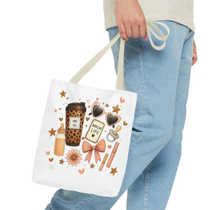 Mom Life Essentials Tote Bag - Mom Life Fall Tote Bag | Cute Coffee Lover Tote | Reusable Shopping Bag | Autumn Aesthetic Gift