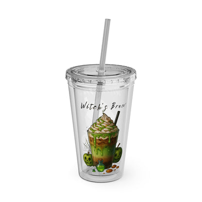 Witch’s Brew Halloween Tumbler – 16oz Acrylic Cup with Straw | Spooky Fall Drinkware