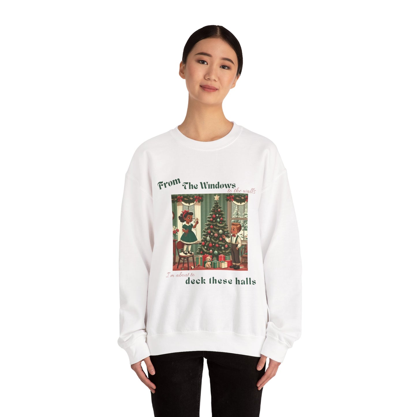 Deck These Halls – Vintage Holiday Crewneck Sweatshirt
