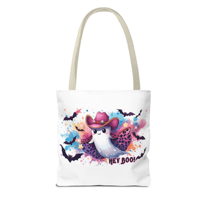 Hey Boo Ghost Tote Bag – Cute Halloween Reusable Shopping Bag | Spooky Fall Market Tote