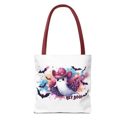Hey Boo Ghost Tote Bag – Cute Halloween Reusable Shopping Bag | Spooky Fall Market Tote