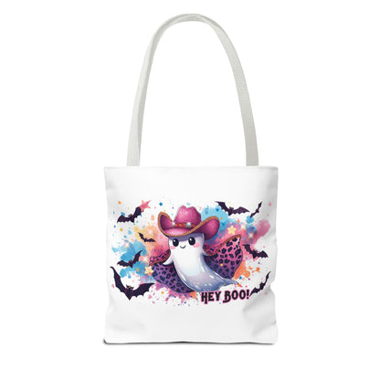 Hey Boo Ghost Tote Bag – Cute Halloween Reusable Shopping Bag | Spooky Fall Market Tote