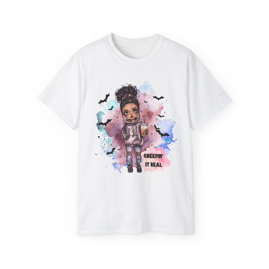Mystic Maya “Creepin’ It Real” Tee – Cute Halloween Shirt | Spooky Doll Graphic Top