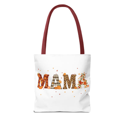Fall Mama Tote Bag – Pumpkin & Leopard Print Design | Stylish Reusable Shopping Bag