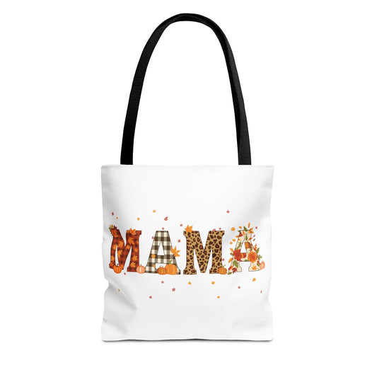 Fall Mama Tote Bag – Pumpkin & Leopard Print Design | Stylish Reusable Shopping Bag