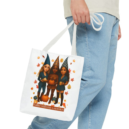 Fall Tote Bag – “Fallin’ with My Gnomies” Autumn Gnome Pumpkin Tote