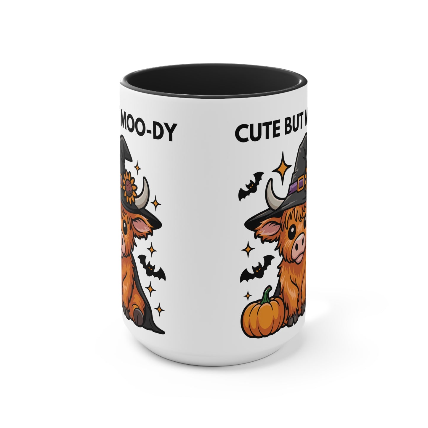 Cute But Moo-Dy Halloween Cow Mug – Funny Highland Cow Coffee Cup | Spooky Farmhouse Gift
