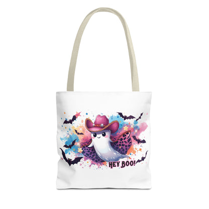 Hey Boo Ghost Tote Bag – Cute Halloween Reusable Shopping Bag | Spooky Fall Market Tote