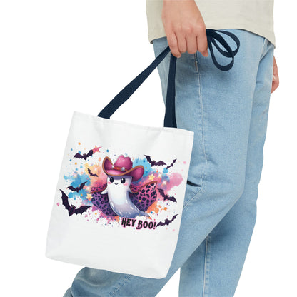 Hey Boo Ghost Tote Bag – Cute Halloween Reusable Shopping Bag | Spooky Fall Market Tote