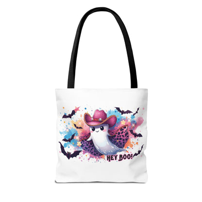 Hey Boo Ghost Tote Bag – Cute Halloween Reusable Shopping Bag | Spooky Fall Market Tote