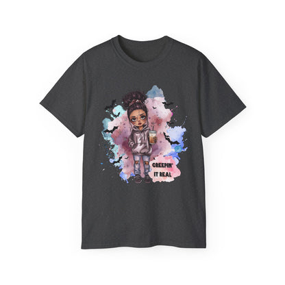 Mystic Maya “Creepin’ It Real” Tee – Cute Halloween Shirt | Spooky Doll Graphic Top