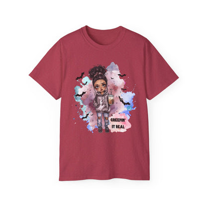 Mystic Maya “Creepin’ It Real” Tee – Cute Halloween Shirt | Spooky Doll Graphic Top