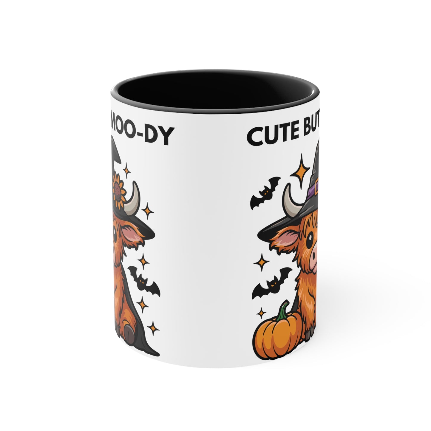 Cute But Moo-Dy Halloween Cow Mug – Funny Highland Cow Coffee Cup | Spooky Farmhouse Gift