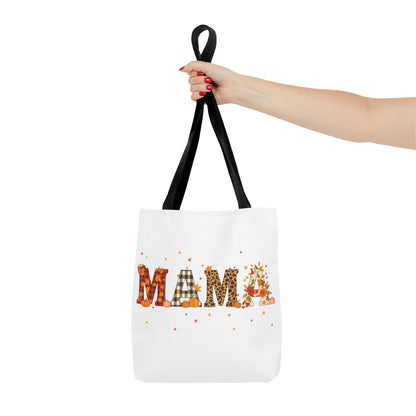 Fall Mama Tote Bag – Pumpkin & Leopard Print Design | Stylish Reusable Shopping Bag