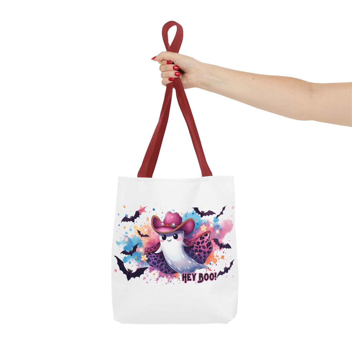 Hey Boo Ghost Tote Bag – Cute Halloween Reusable Shopping Bag | Spooky Fall Market Tote