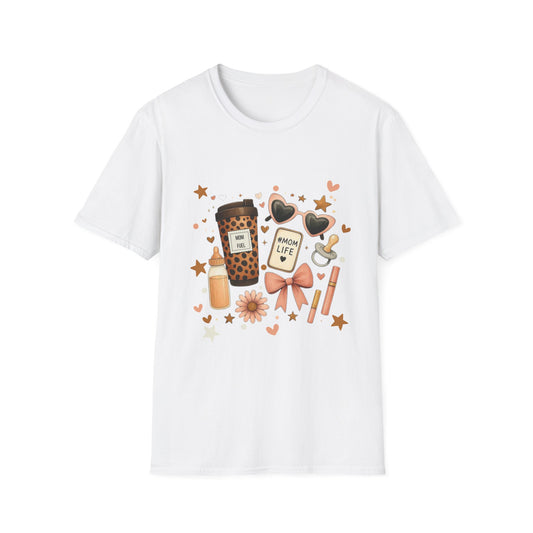 Mom Life Essentials Fall Tee – Coffee Lover Graphic Shirt | Autumn Cozy Season Outfit