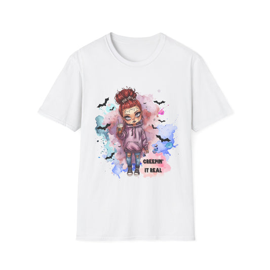 Pumpkin Pixie “Creepin’ It Real” Tee – Cute Halloween Shirt | Spooky Doll Vibe Fall Outfit