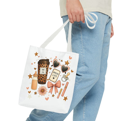 Mom Life Essentials Tote Bag - Mom Life Fall Tote Bag | Cute Coffee Lover Tote | Reusable Shopping Bag | Autumn Aesthetic Gift