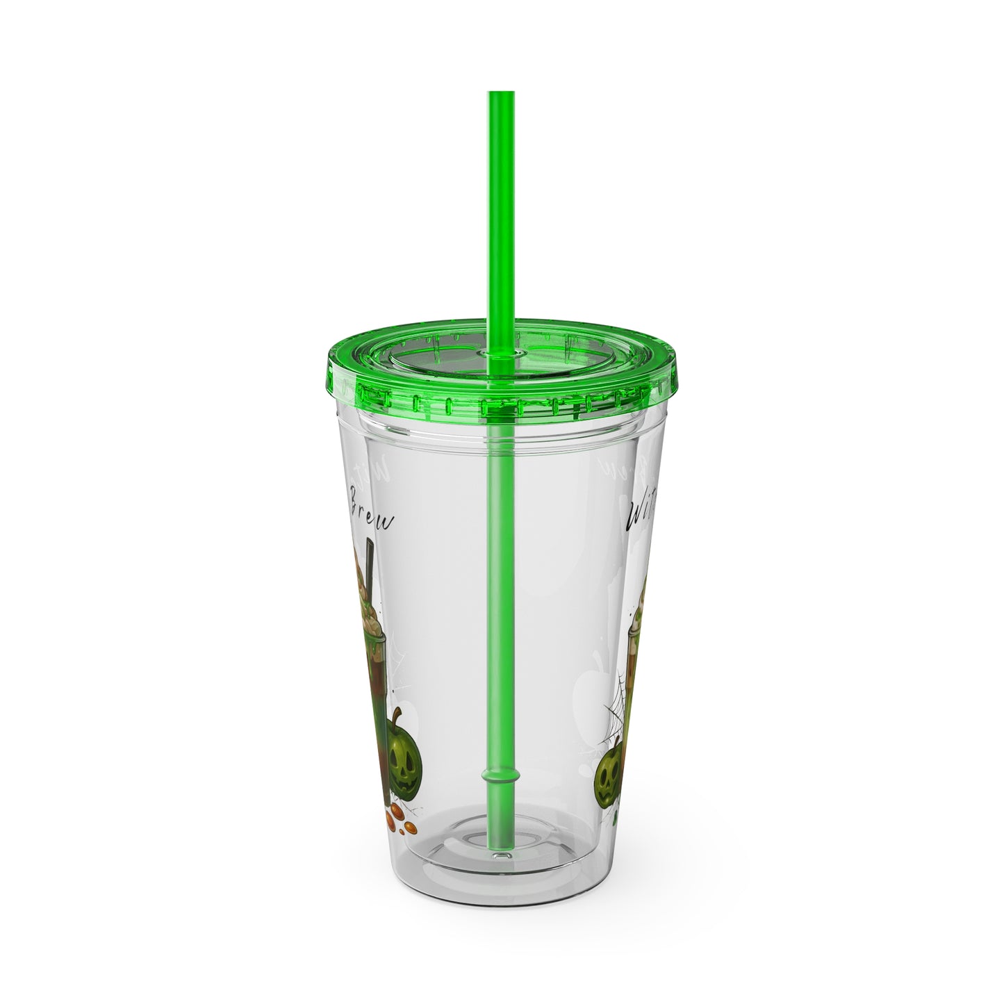 Witch’s Brew Halloween Tumbler – 16oz Acrylic Cup with Straw | Spooky Fall Drinkware