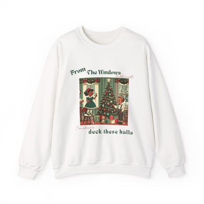 Deck These Halls – Vintage Holiday Crewneck Sweatshirt