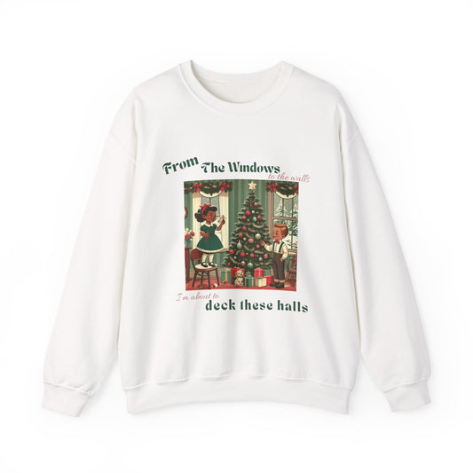 Deck These Halls – Vintage Holiday Crewneck Sweatshirt