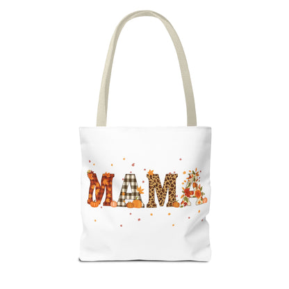 Fall Mama Tote Bag – Pumpkin & Leopard Print Design | Stylish Reusable Shopping Bag