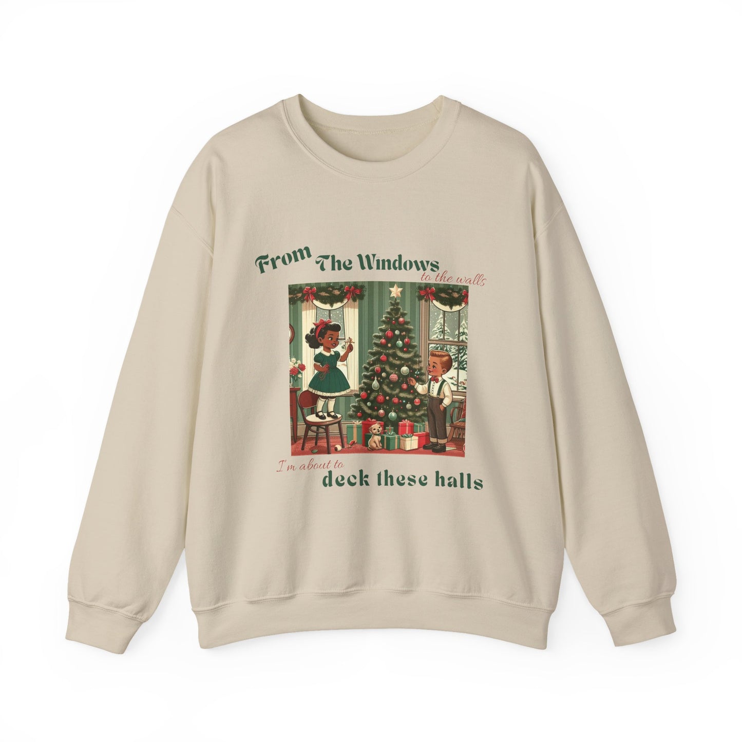 Deck These Halls – Vintage Holiday Crewneck Sweatshirt