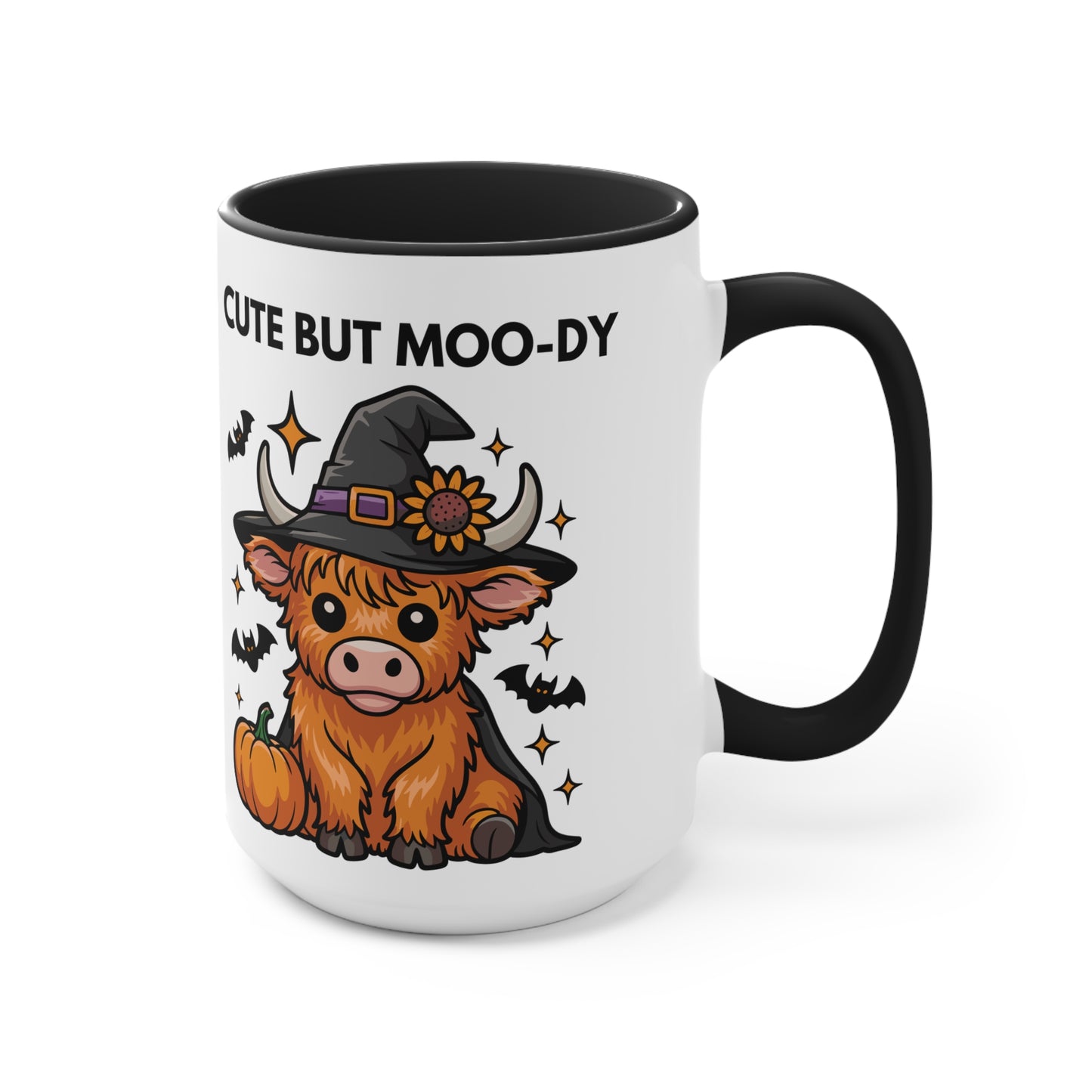 Cute But Moo-Dy Halloween Cow Mug – Funny Highland Cow Coffee Cup | Spooky Farmhouse Gift