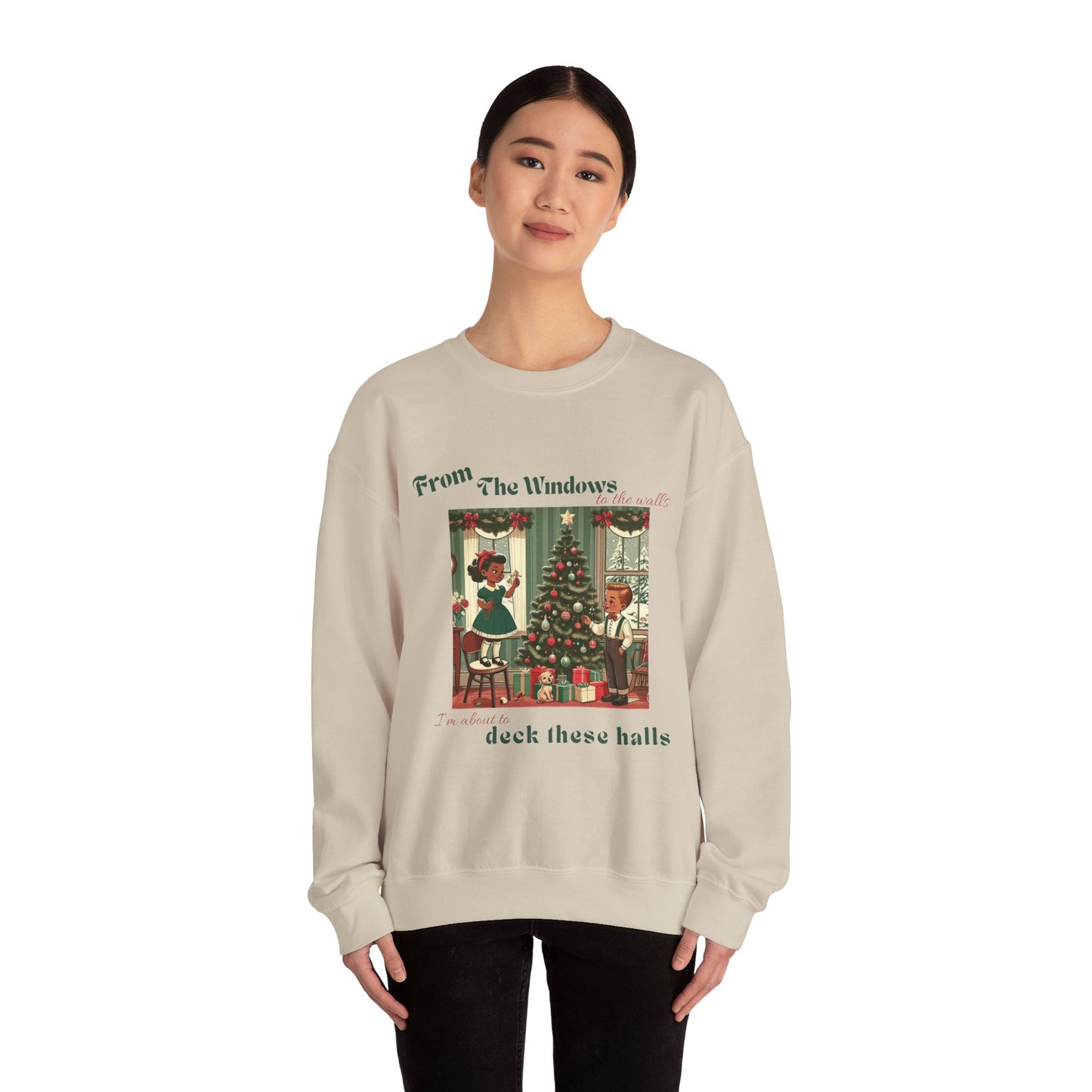 Deck These Halls – Vintage Holiday Crewneck Sweatshirt